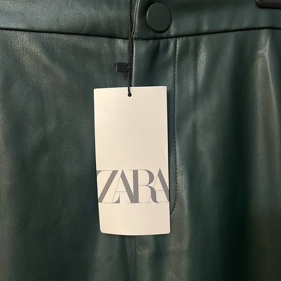 Zara dark green skinny leather pants NWT size Xs Matrix vibres - Picture 4 of 10